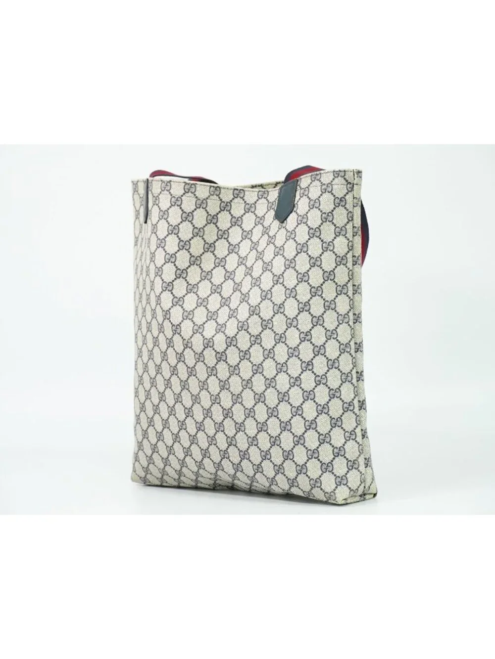 Gucci Vintage Sherry Line GG Supreme Shoulder Bag Tote Navy Shelly - Picture 2 of 9